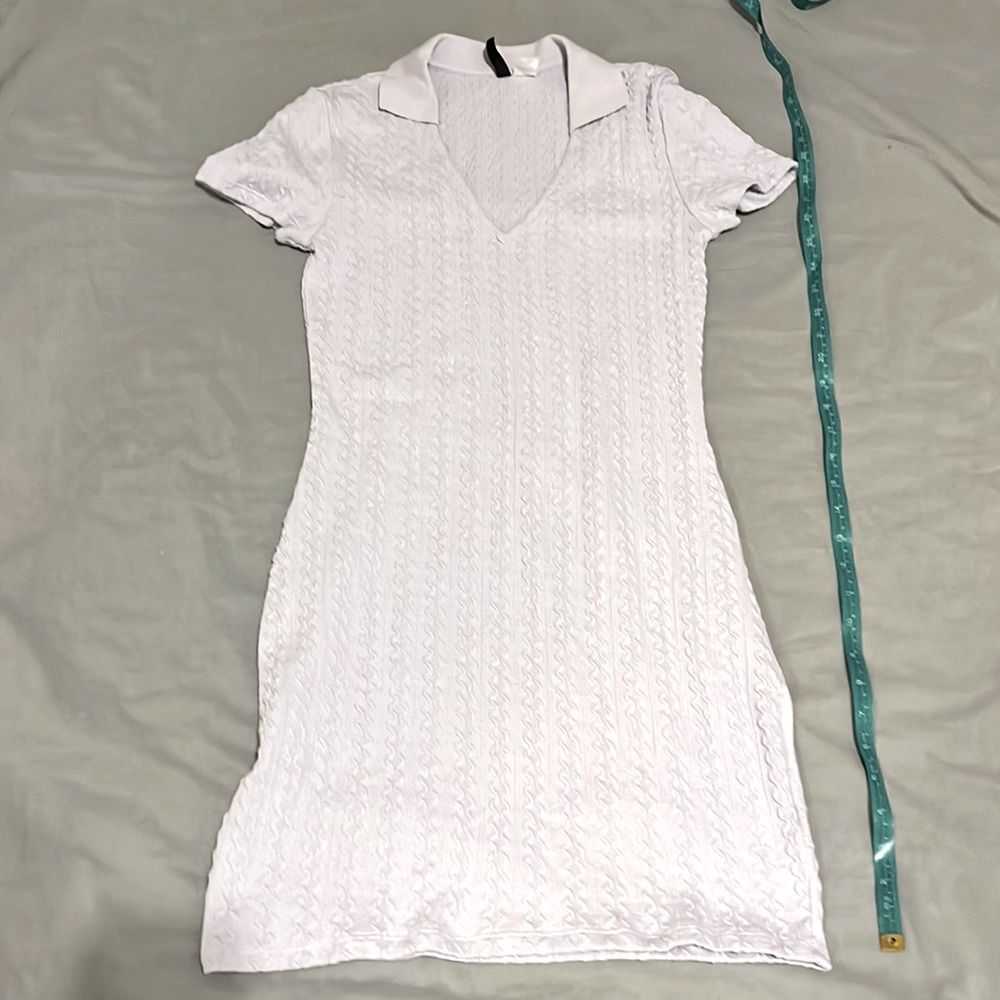 H&M Lavender BodyCon V Neck Collared Knit Dress